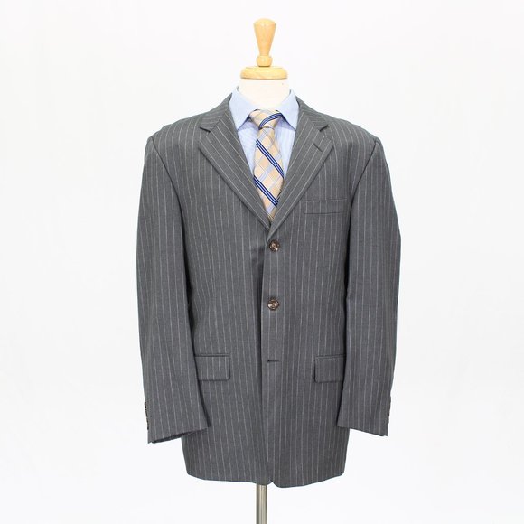 Hickey Freeman 42R Gray Striped 3-Button Sport Coat Blazer Jacket O652